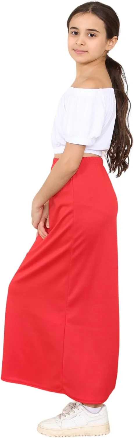 Loxdonz Girls Casual High Waist Maxi Skirt Kids Long Summer Skirts