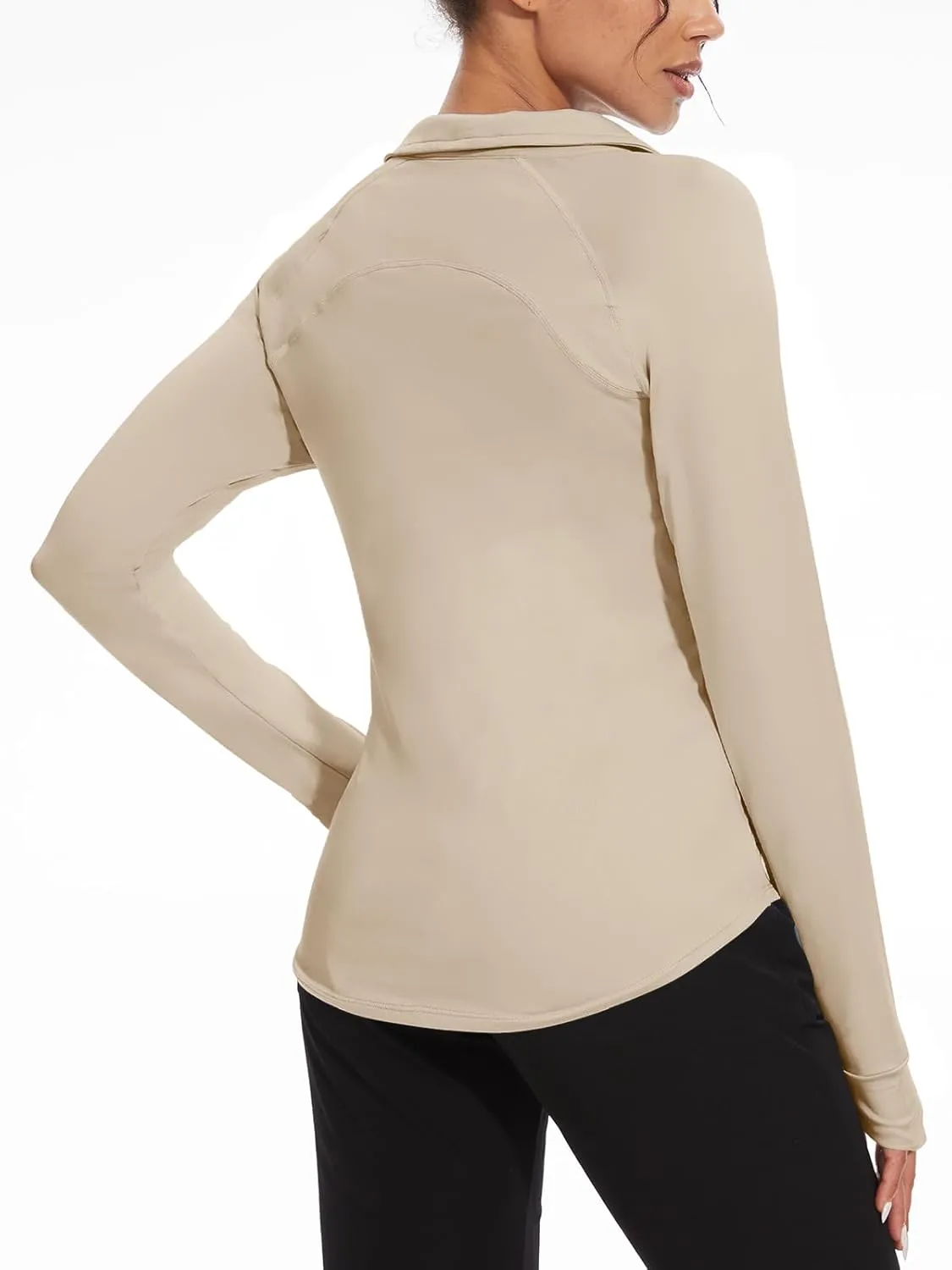 M MOTEEPI Long Sleeve Shirts for Women with Thumb Hole Quick-Dry Womens Golf Shirt Pullover UPF 50  Ladies Sun Shirts
