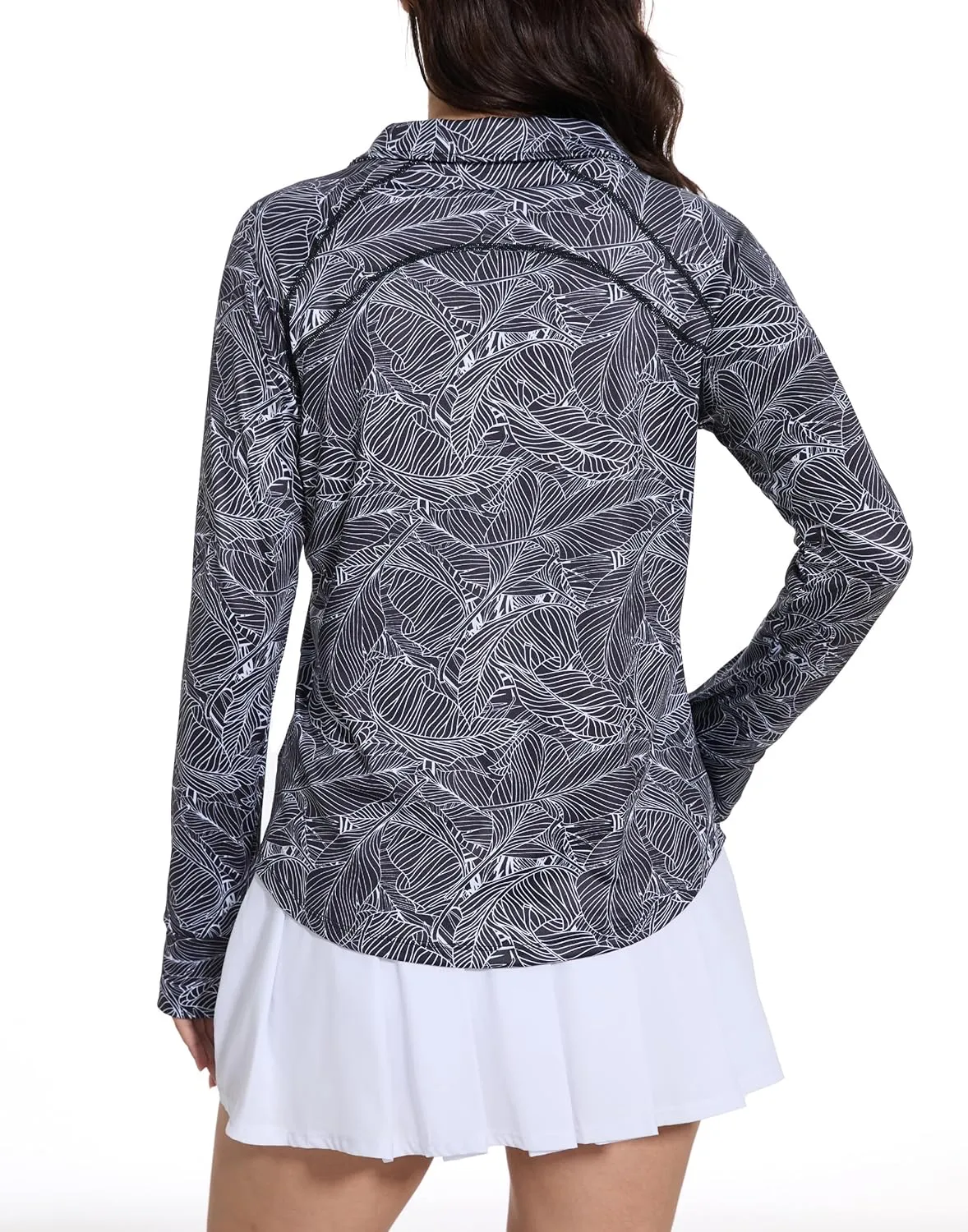 M MOTEEPI Long Sleeve Shirts for Women with Thumb Hole Quick-Dry Womens Golf Shirt Pullover UPF 50  Ladies Sun Shirts