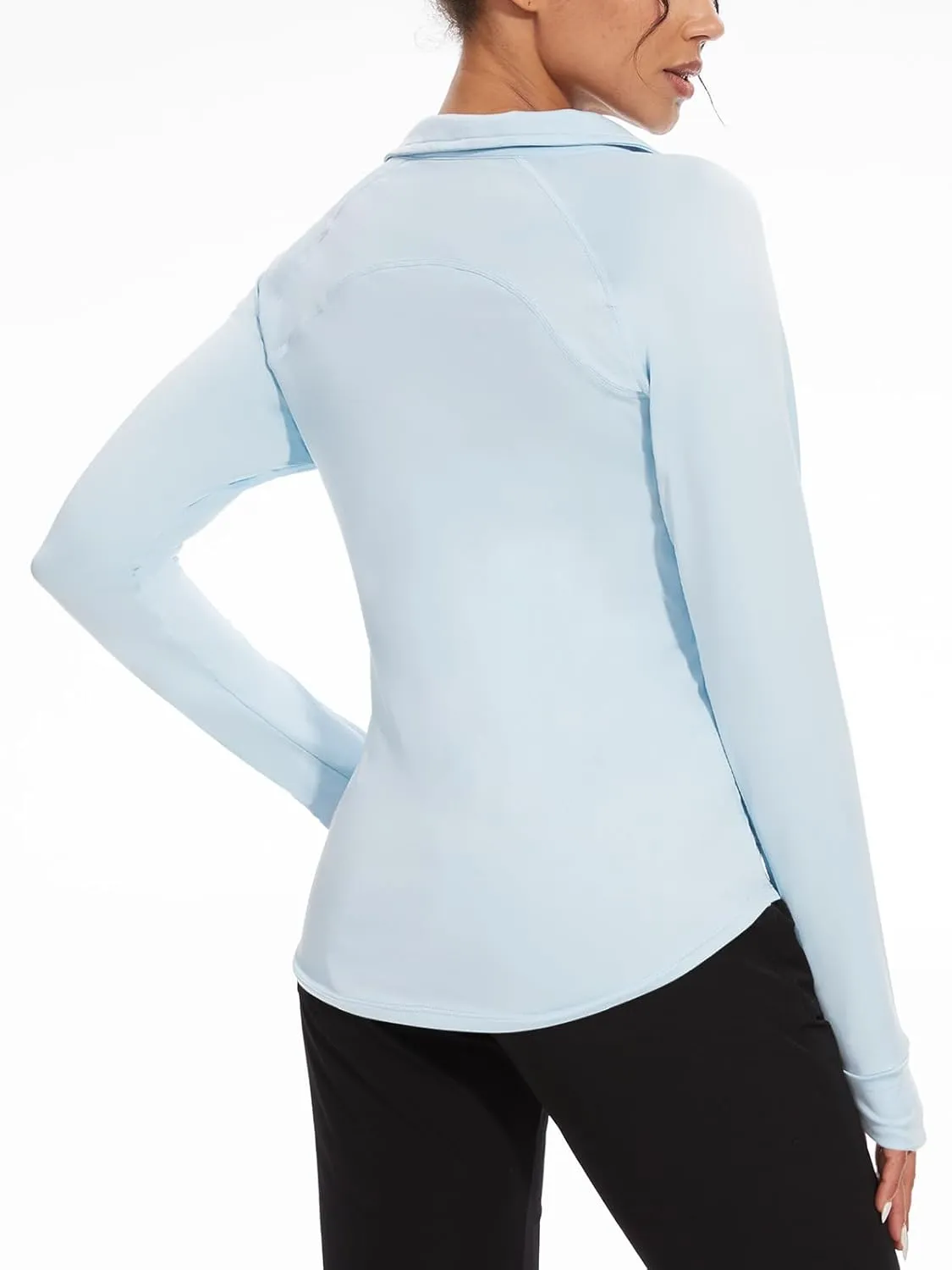 M MOTEEPI Long Sleeve Shirts for Women with Thumb Hole Quick-Dry Womens Golf Shirt Pullover UPF 50  Ladies Sun Shirts