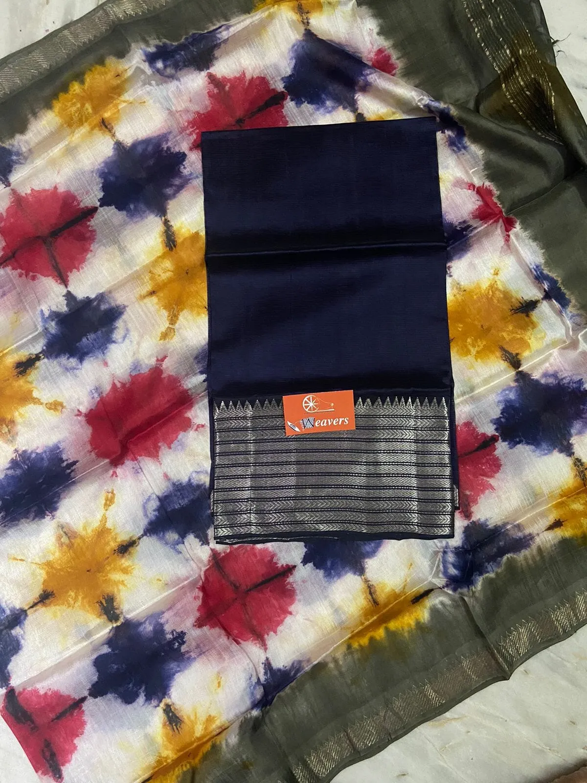 Mangalagiri Silk Cotton Dress Material with Shibori Dupatta #