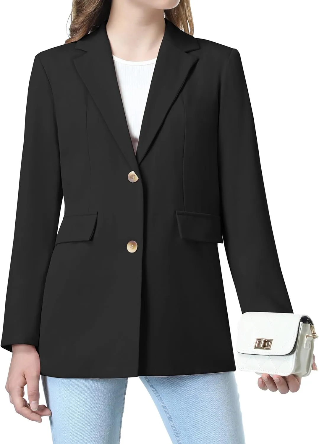 Mebius Girls Blazer Jacket with Inner Pocket Long Sleeve Notched Collar/Lapel Collar Open Front Casual Kids Blazers Suit