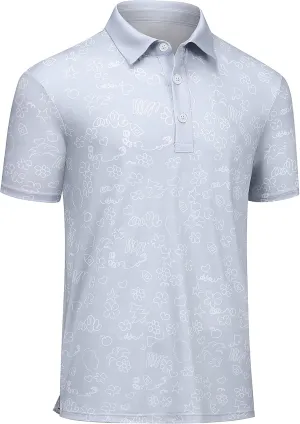 Men's Golf Shirts-Moisture Wicking Dry Fit Performance Recycled Polo Short Sleeve for Bussiness Casual Tennis