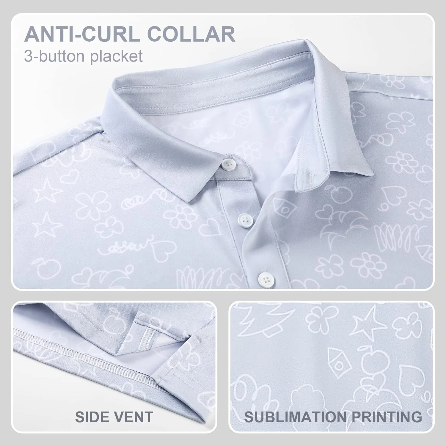 Men's Golf Shirts-Moisture Wicking Dry Fit Performance Recycled Polo Short Sleeve for Bussiness Casual Tennis
