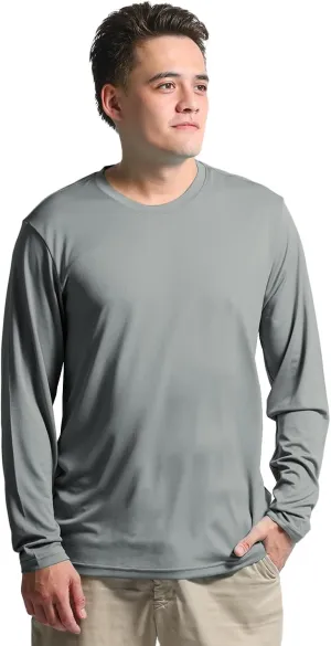 Men's Stay Fresh, Breathable, Quick-Dry UPF UV Sun Protection Zip Long Sleeve Pullover Shirt for Running, Hiking