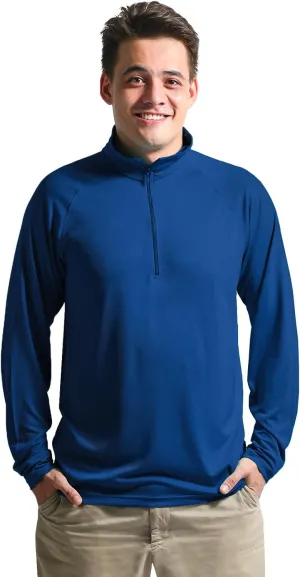 Men's Stay Fresh, Breathable, Quick-Dry UPF UV Sun Protection Zip Long Sleeve Pullover Shirt for Running, Hiking