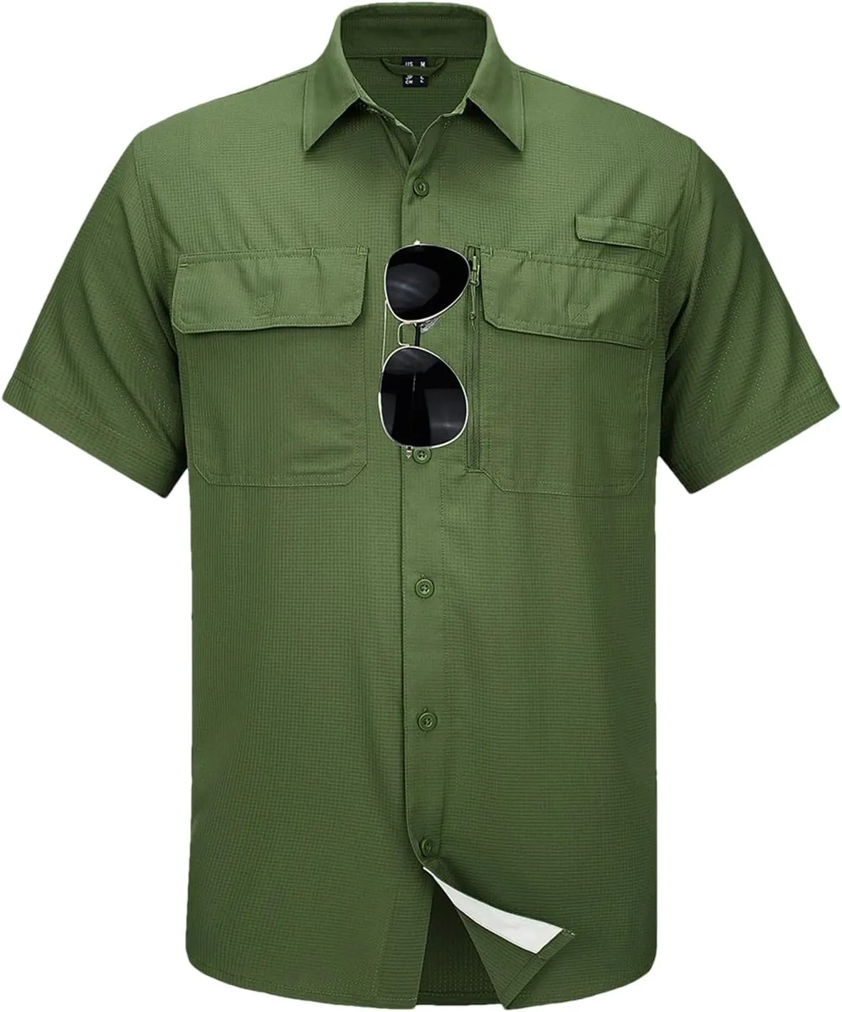 Mesh Breathable Shirt Men's Quick Dry Button Short Sleeves Hiking Fishing Work Cargo Shirts