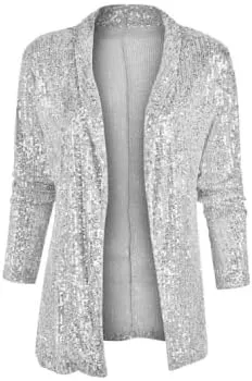 MINTLIMIT Women's Sequin Cardigan Sparkly Sequin Jacket Long Sleeve Open Front Glitter Party Sparkly Sequin Blazer Jacket