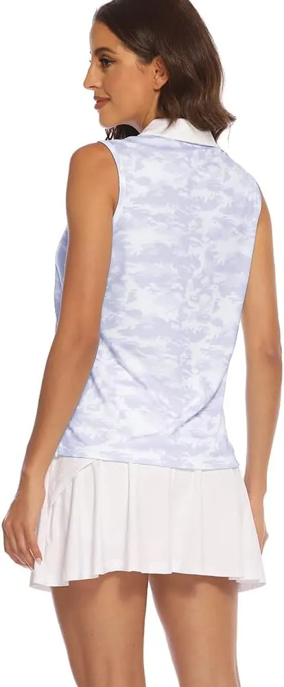 MoFiz Sleeveless Golf Polo Shirts for Women Quick Dry Camo Lightweight UPF 50  Sports Athletic Tank Tops for Casual Tennis