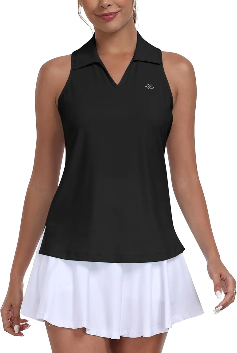 MoFiz Women's Golf Shirts Sleeveless Tennis Tank Tops Racerback Polo V Neck Collared Quick Dry Athletic Tanks
