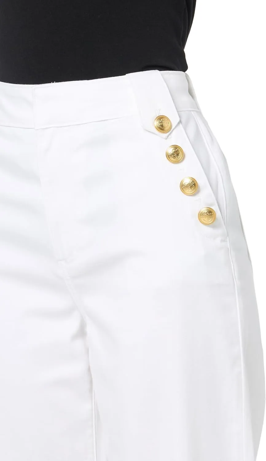 Nautica Women's Button Pocket Wide Leg Sailor Jeans Pants