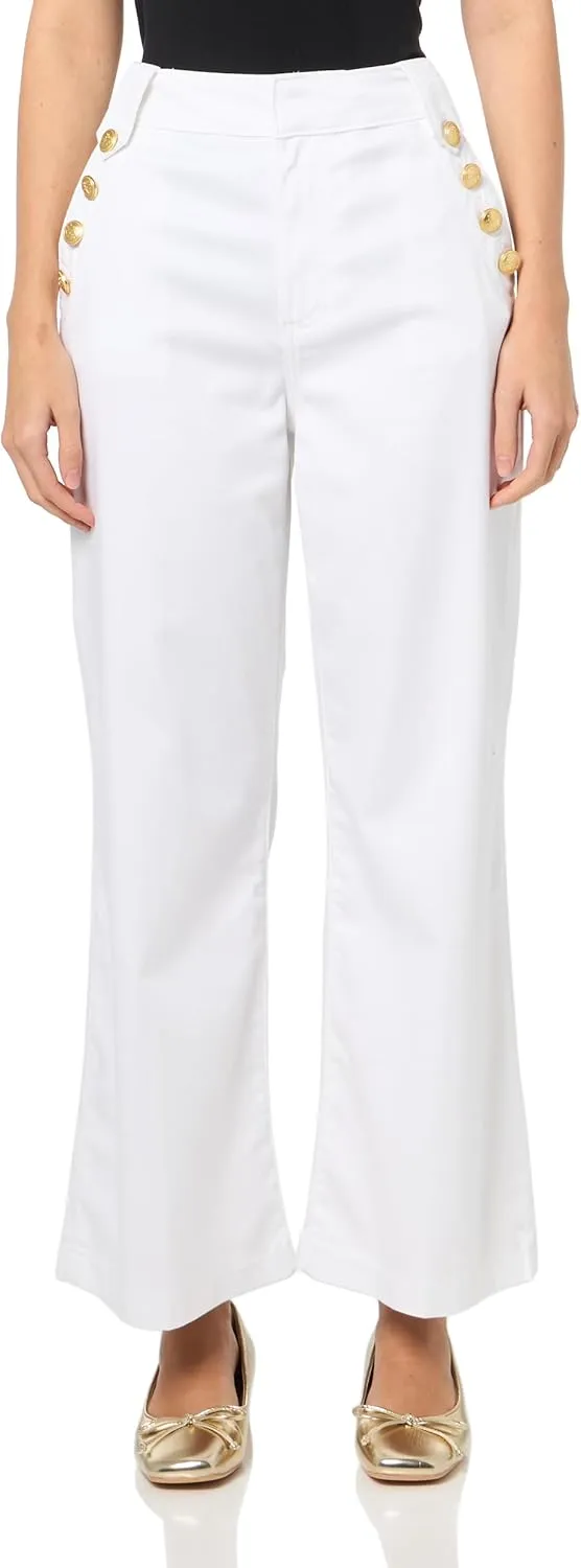 Nautica Women's Button Pocket Wide Leg Sailor Jeans Pants