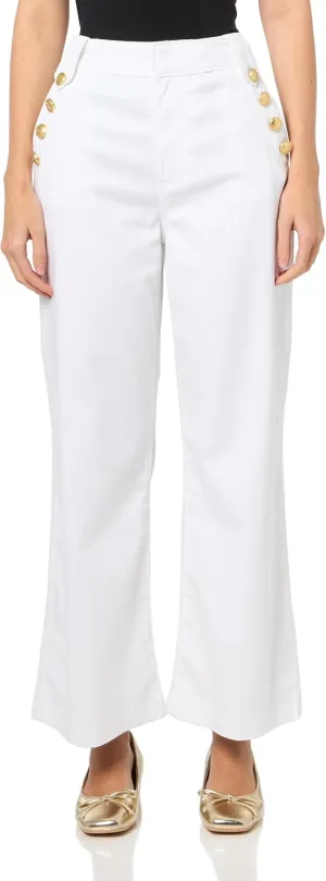 Nautica Women's Button Pocket Wide Leg Sailor Jeans Pants