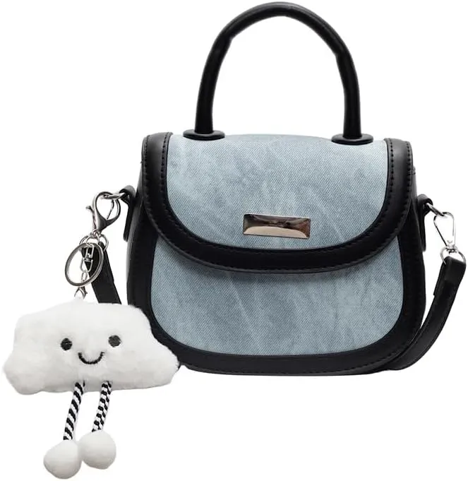 Niche Design Women's Fresh Handbags Messenger purses Fashion Contrast Color Semi-circular Saddle Bags