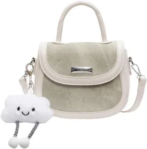 Niche Design Women's Fresh Handbags Messenger purses Fashion Contrast Color Semi-circular Saddle Bags