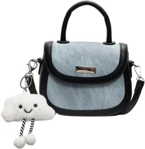 Niche Design Women's Fresh Handbags Messenger purses Fashion Contrast Color Semi-circular Saddle Bags