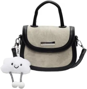 Niche Design Women's Fresh Handbags Messenger purses Fashion Contrast Color Semi-circular Saddle Bags