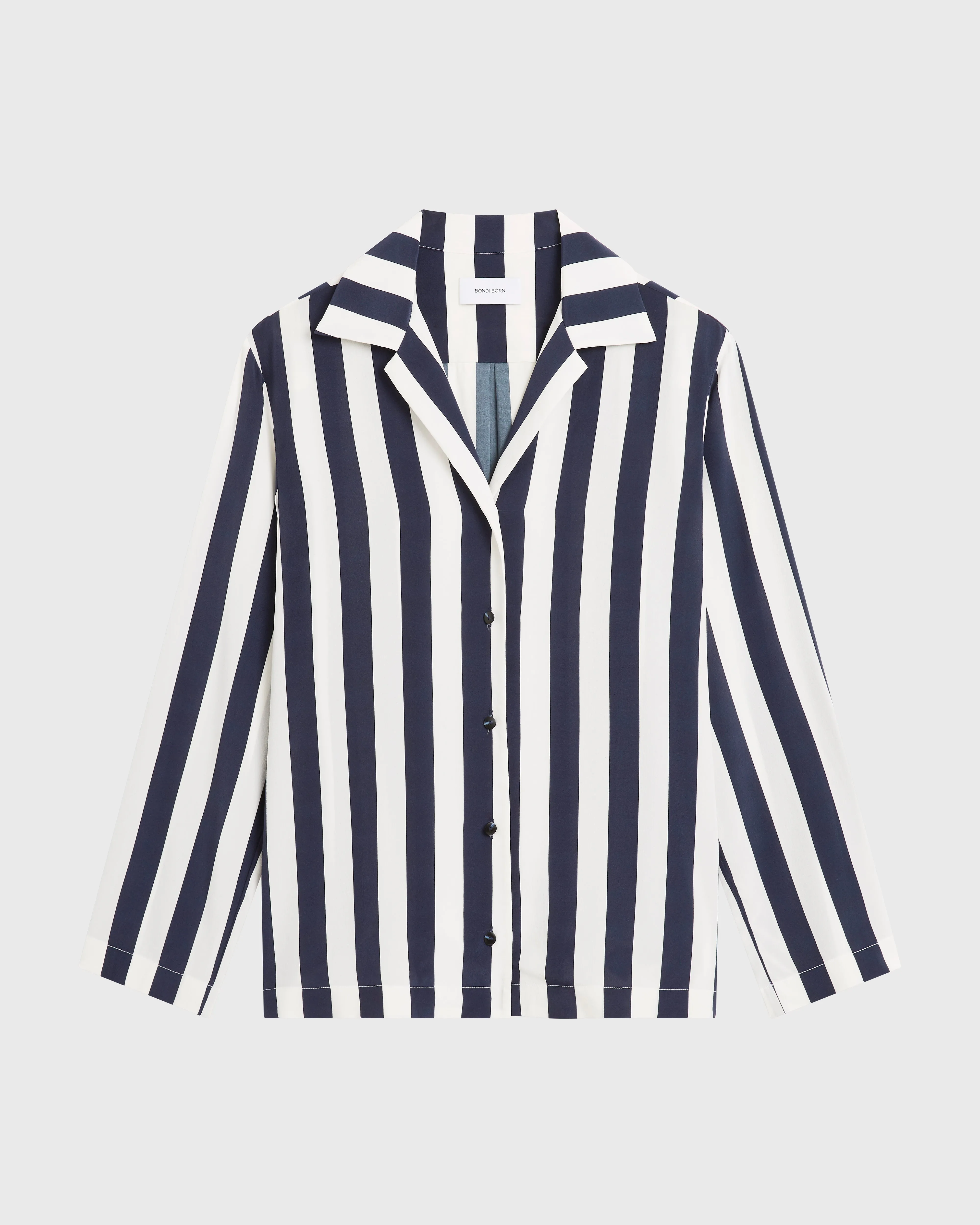 Orta Silk Long Sleeve Blouse - Navy Stripe