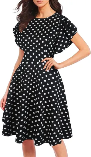 oxiuly Wedding Church Vintage Cocktail Dresses with Pockets Summer Casual Floral Dress for Women Flare376