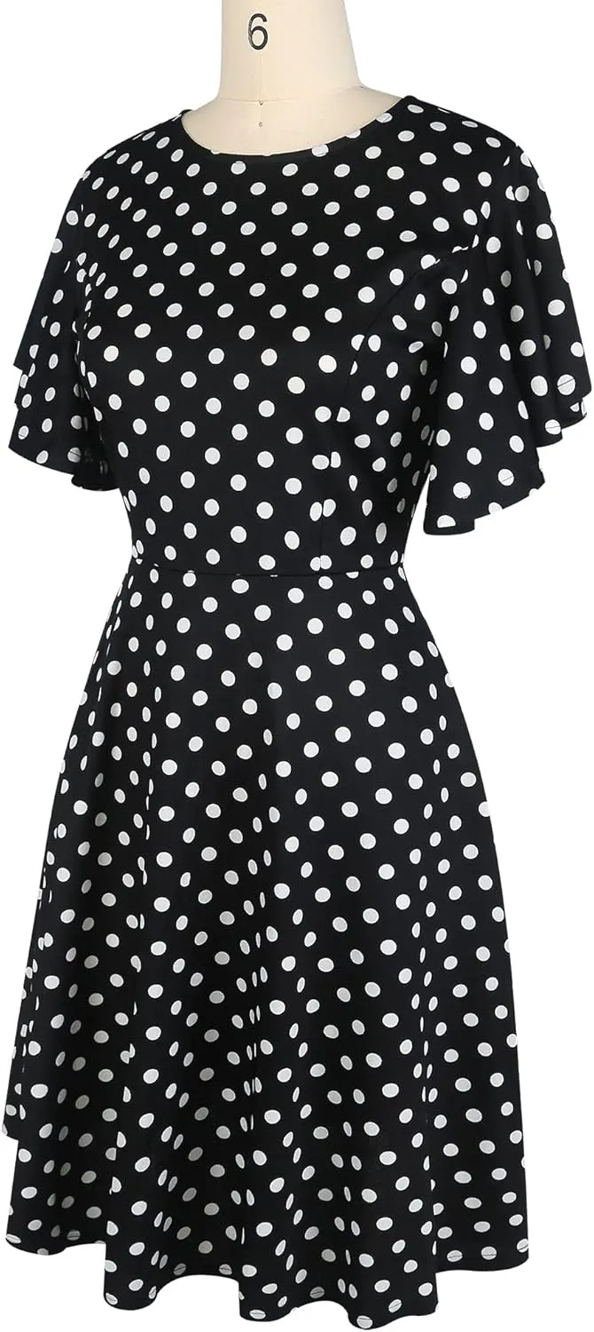oxiuly Wedding Church Vintage Cocktail Dresses with Pockets Summer Casual Floral Dress for Women Flare376