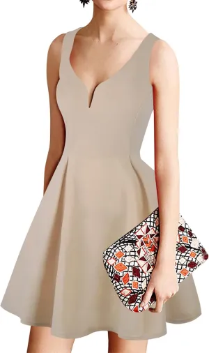 oxiuly Women's Sleeveless V Neck Casual Mini Dress Graduation Dinner Gowns Party Cocktail Dresses with Pockets OX366