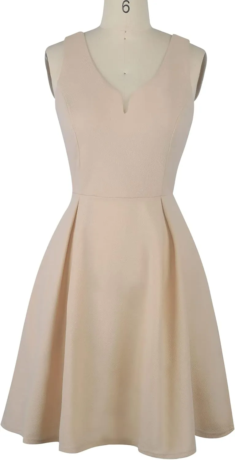 oxiuly Women's Sleeveless V Neck Casual Mini Dress Graduation Dinner Gowns Party Cocktail Dresses with Pockets OX366