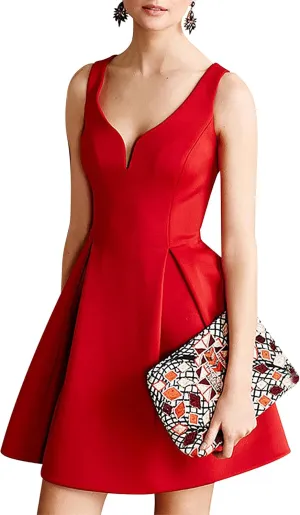 oxiuly Women's Sleeveless V Neck Casual Mini Dress Graduation Dinner Gowns Party Cocktail Dresses with Pockets OX366