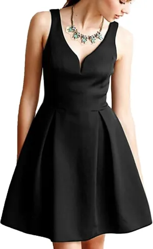 oxiuly Women's Sleeveless V Neck Casual Mini Dress Graduation Dinner Gowns Party Cocktail Dresses with Pockets OX366