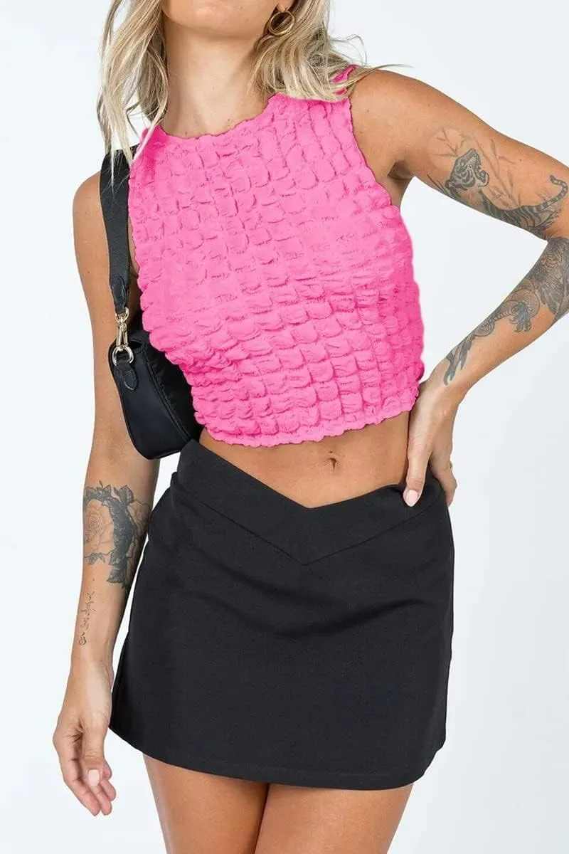 PDLCVD Ribbed Tank Tops for Women Fitted Workout Crew Neck Going Out Shirt Camisoles Sleeveless Cropped Tops Summer