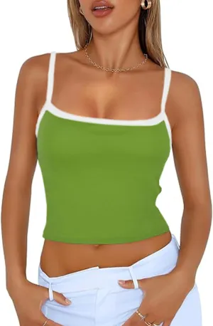 PDLCVD Ribbed Tank Tops for Women Fitted Workout Crew Neck Going Out Shirt Camisoles Sleeveless Cropped Tops Summer