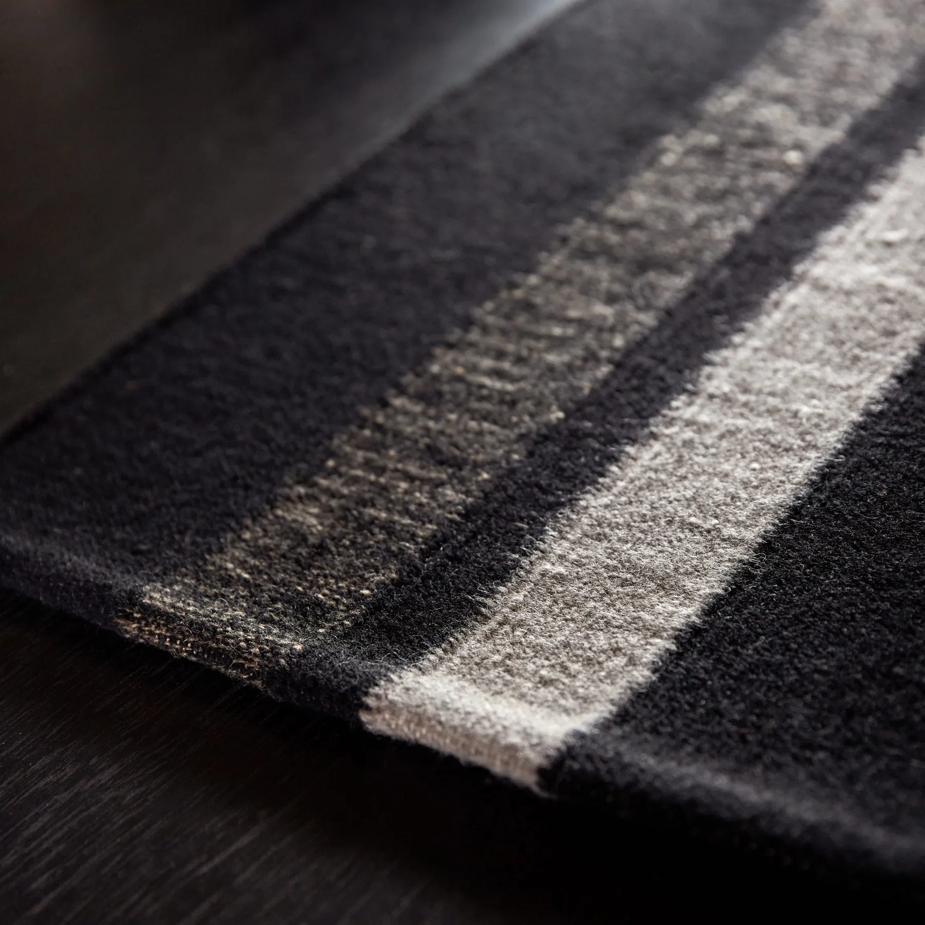 Placemat Wool Double Stripe - Black/Black Marle/Pearl Grey