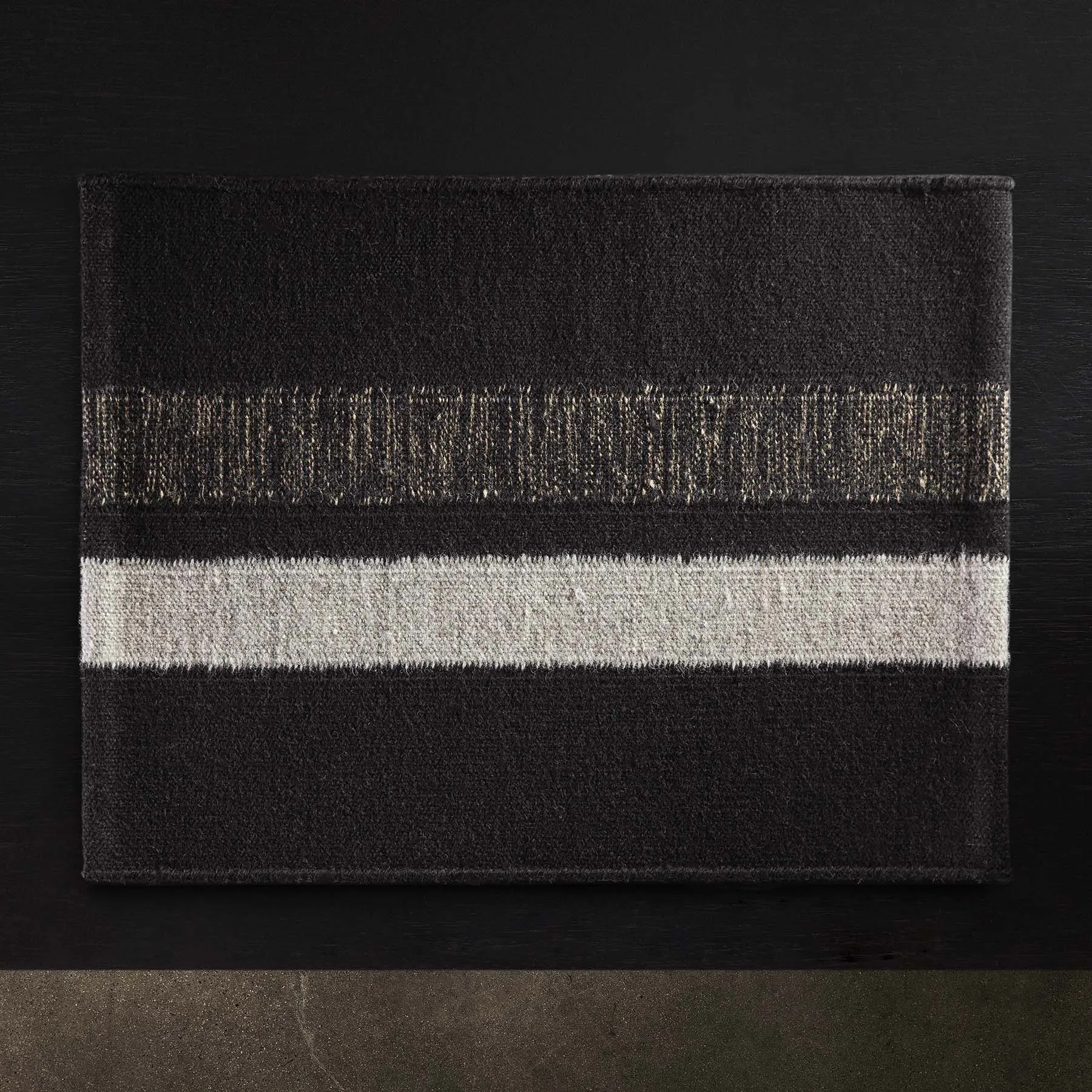 Placemat Wool Double Stripe - Black/Black Marle/Pearl Grey