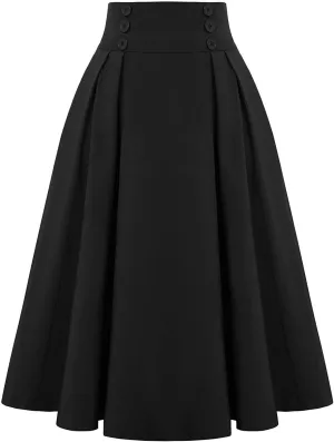 Plaid Skirts for Women High Waist A Line Bodycon Cute Midi Skirts Fall Winter Comfy Knee Length Skirt with Pockets