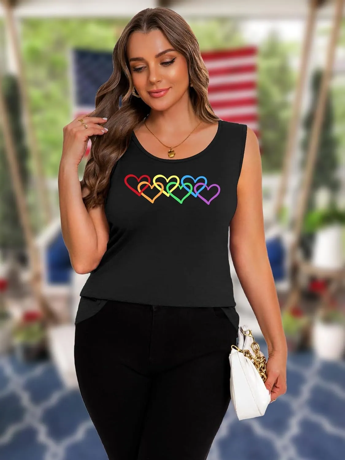 Plus Size Gay Pride Tank Tops Women Rainbow Graphic Shirts LGBT Equality Tshirt Pride Ally Sleeveless Top