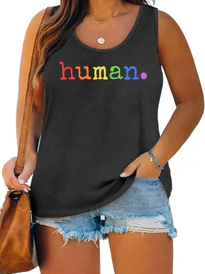 Plus Size Gay Pride Tank Tops Women Rainbow Graphic Shirts LGBT Equality Tshirt Pride Ally Sleeveless Top