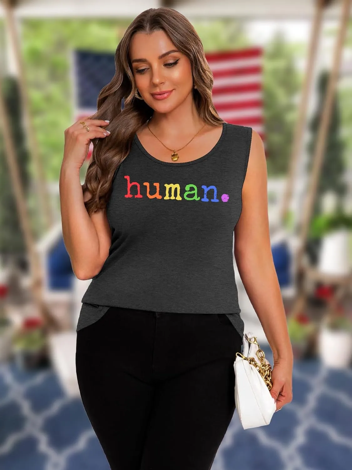 Plus Size Gay Pride Tank Tops Women Rainbow Graphic Shirts LGBT Equality Tshirt Pride Ally Sleeveless Top