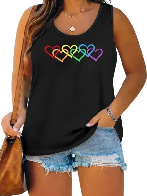 Plus Size Gay Pride Tank Tops Women Rainbow Graphic Shirts LGBT Equality Tshirt Pride Ally Sleeveless Top