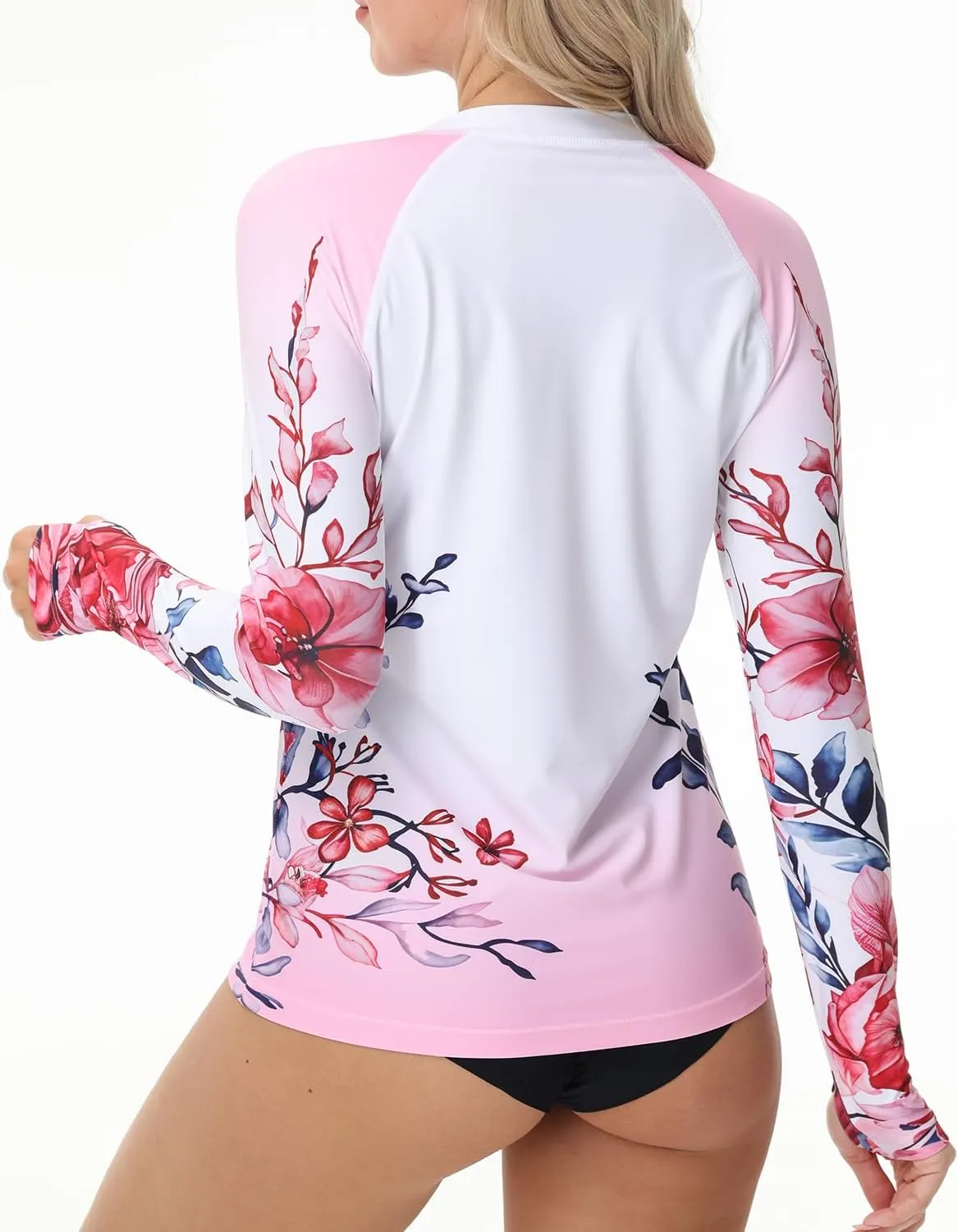 Rash Guard for Women UPF 50  Swim Shirts 1/4 Zip Long Sleeve SPF UV Protection Shirts No Bottom Tops with Thumb Hole