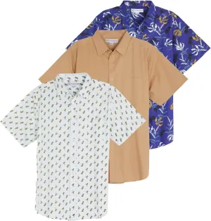 Real Essentials 3 Pack: Men's Regular-Fit Short-Sleeve Poplin Shirt (Available in Big & Tall)