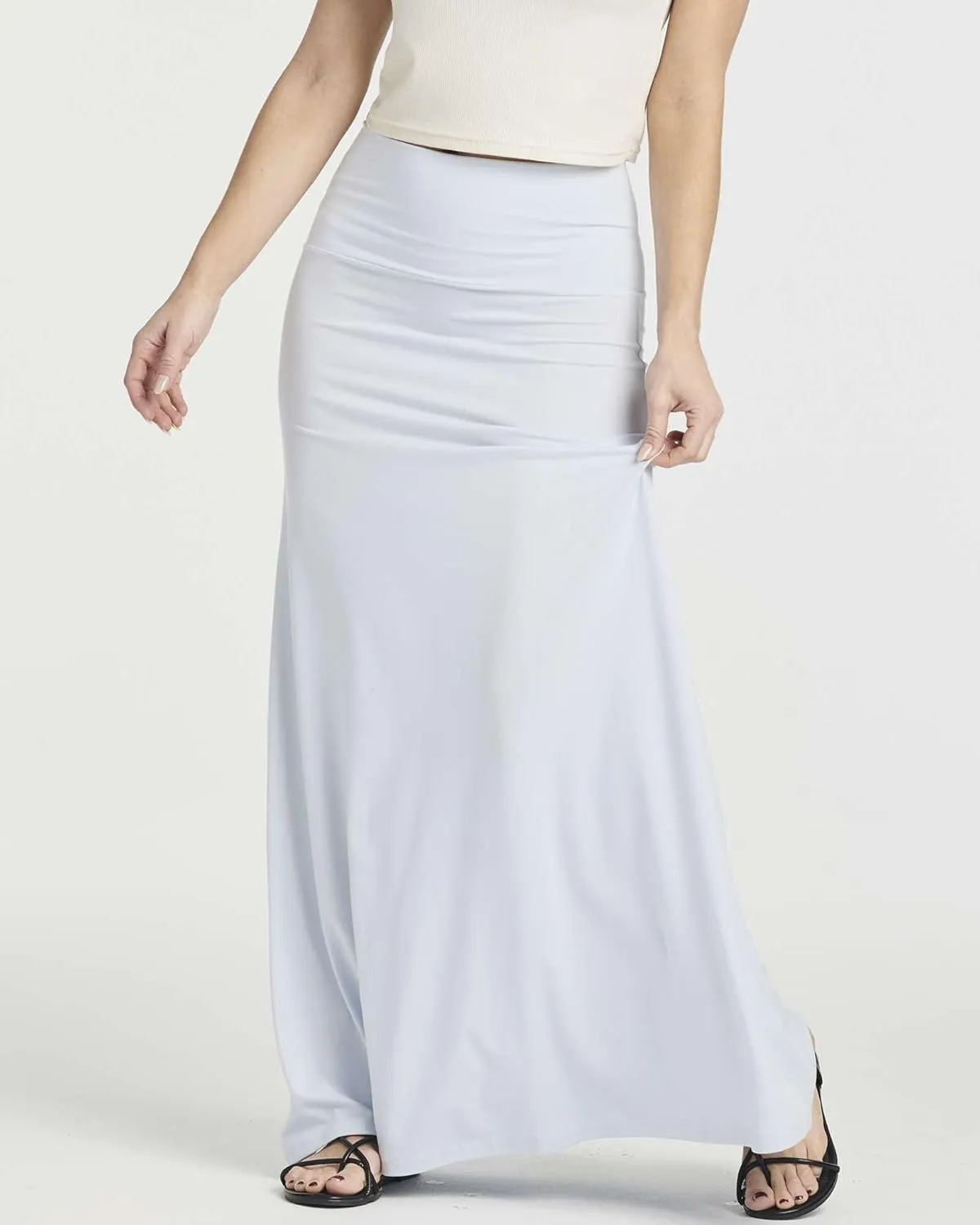 Real Essentials 3 Pack: Women's Ultra-Soft Flowy Maxi High Waisted Long Skirts (Available in Plus Size)