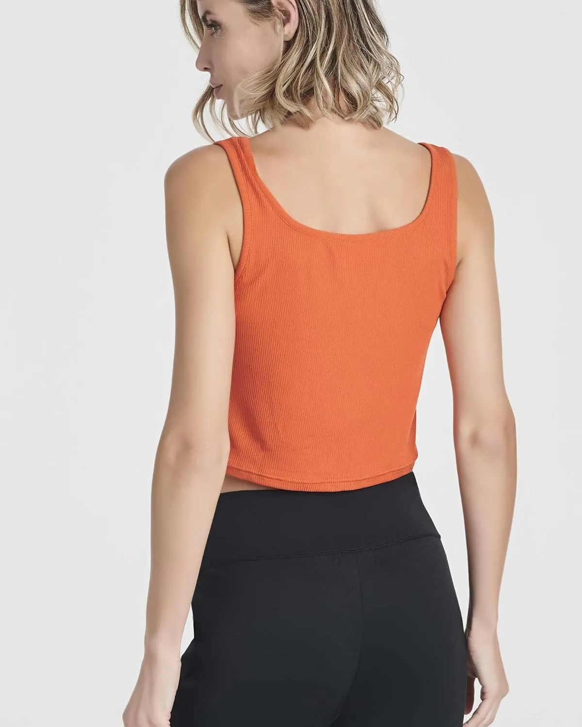 Real Essentials 5 Pack: Women's Soft Knit Ribbed Square Neck Cropped Tank Top - Sleeveless Crop Tops