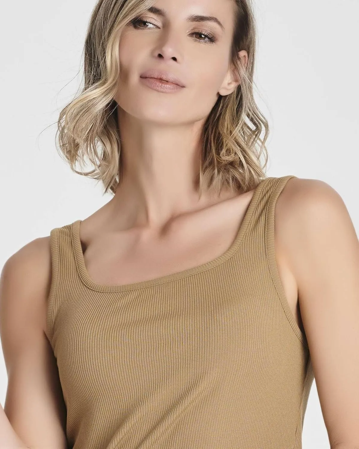 Real Essentials 5 Pack: Women's Soft Knit Ribbed Square Neck Cropped Tank Top - Sleeveless Crop Tops