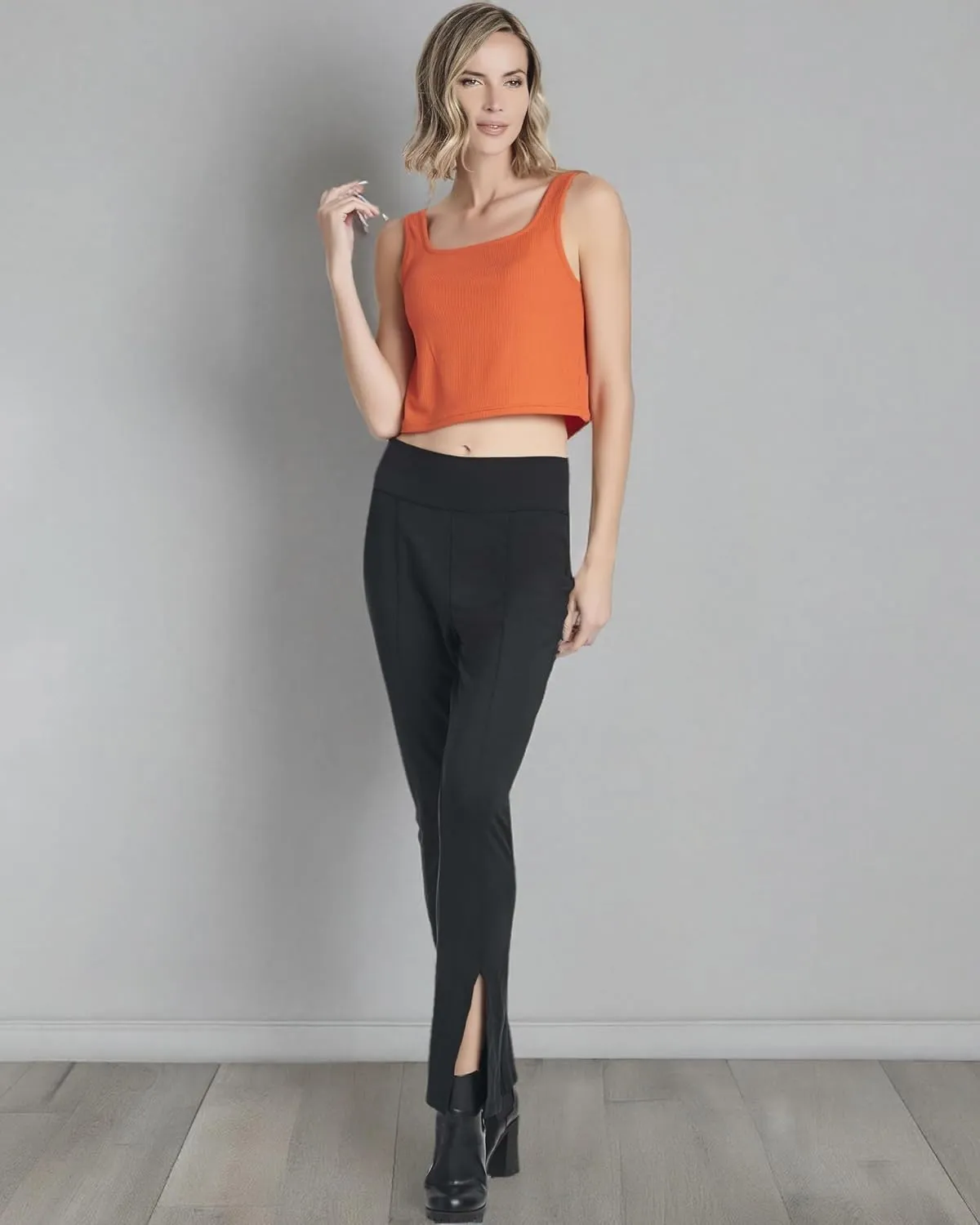 Real Essentials 5 Pack: Women's Soft Knit Ribbed Square Neck Cropped Tank Top - Sleeveless Crop Tops