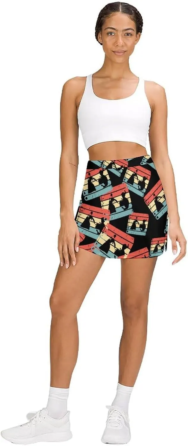 Retro Aikido Martial Women's Skort Athletic Skirt Golf Skorts A-line Skirts with Built-in Shorts Pockets
