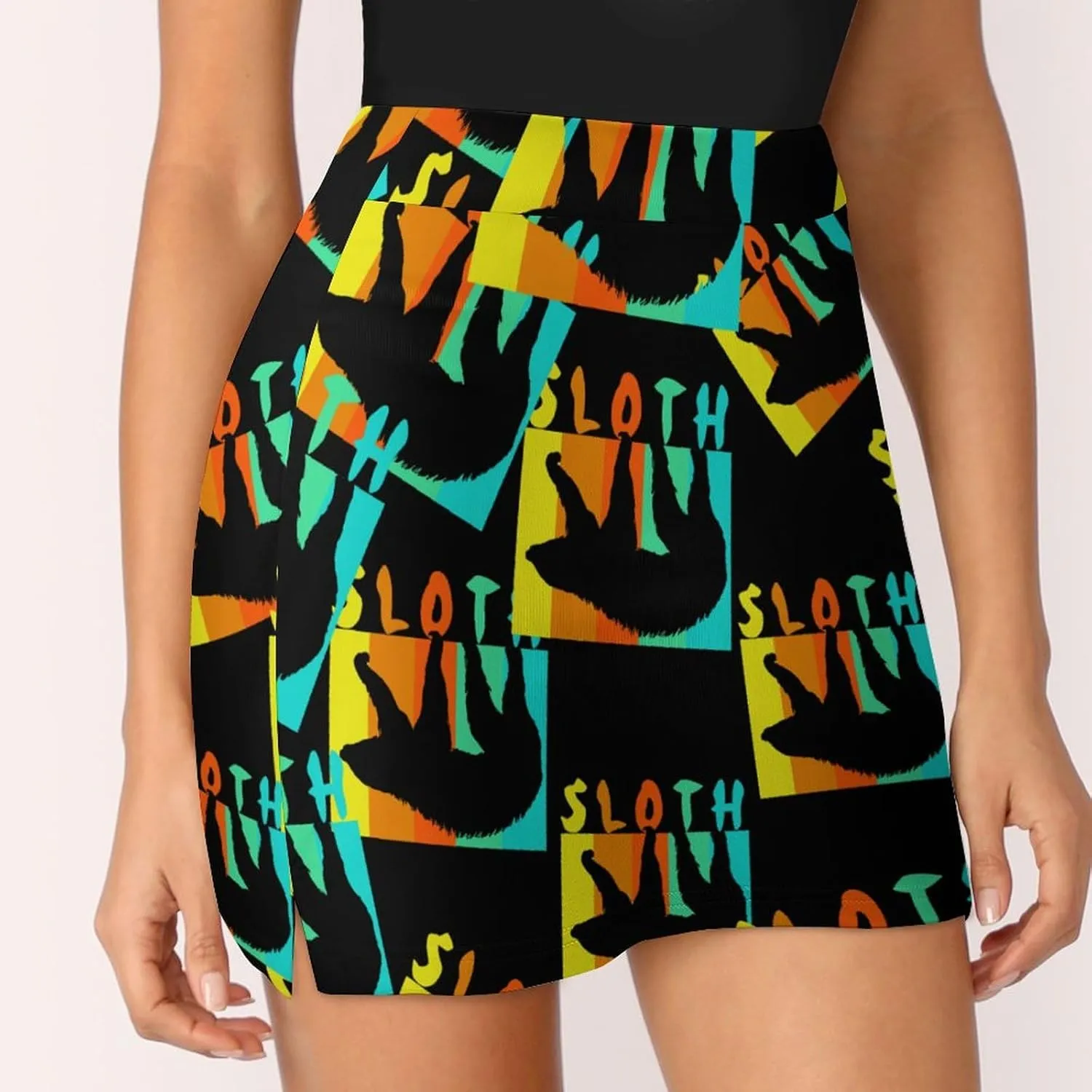 Retro Sloth Women's Skort Athletic Skirt Golf Skorts A-line Skirts with Built-in Shorts Pockets