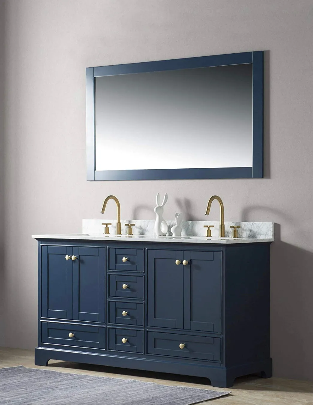 Rubeza 1420x800mm Luxury Framed Mirror - Dark Blue