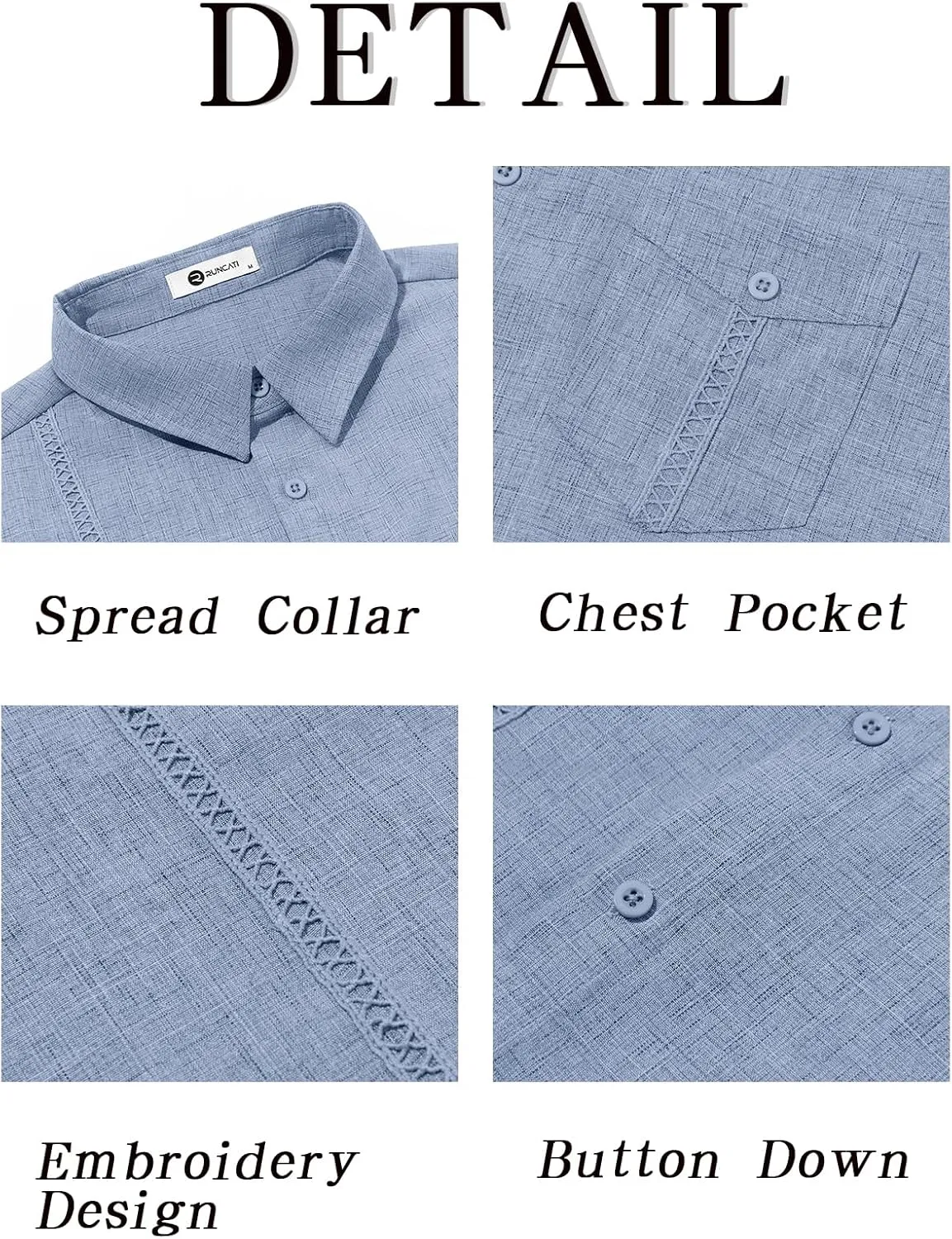 Runcati Mens Cuban Guayabera Shirts Button Down Short Sleeve Shirt Casual Linen Summer Beach Vacation Hippie Tops
