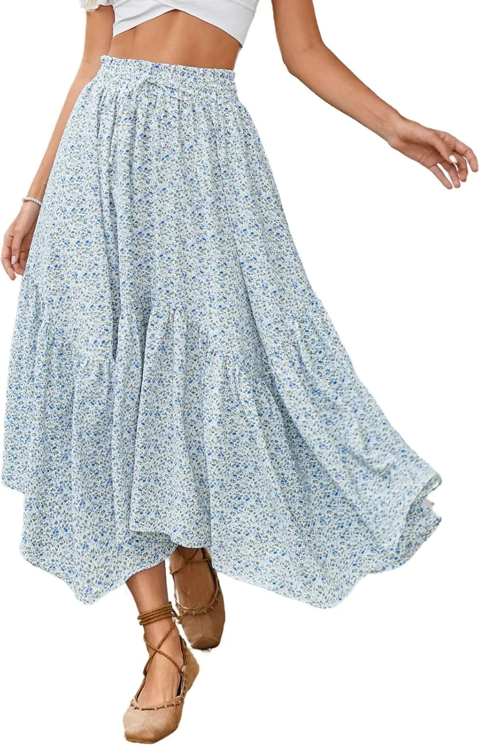 Scarlet Darkness Maxi Skirts for Women 2025 Summer Bohemian Floral Skirt Renaissance Skirt with Pockets