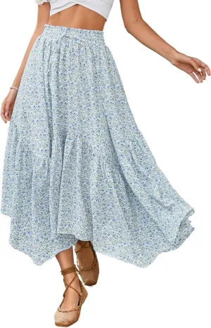 Scarlet Darkness Maxi Skirts for Women 2025 Summer Bohemian Floral Skirt Renaissance Skirt with Pockets