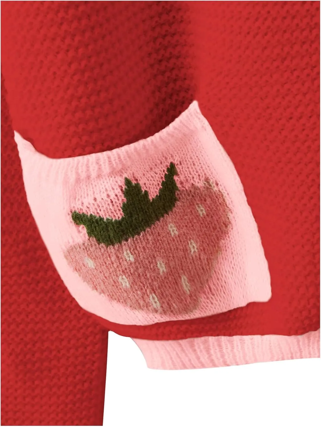 SHENHE Women's Strawberry Pattern Open Front Bishop Sleeve Casual Cardigan
